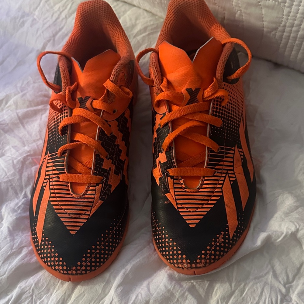Kids' Messi X speedportals  Orange and Black Athletic soccer Shoes